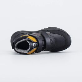 552323-32 Ботинки утепленные для мальчика для мальчики черный + горчичный фото №4