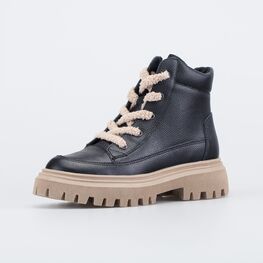 652207-31 Ботинки на молнии для девочки чер-беж