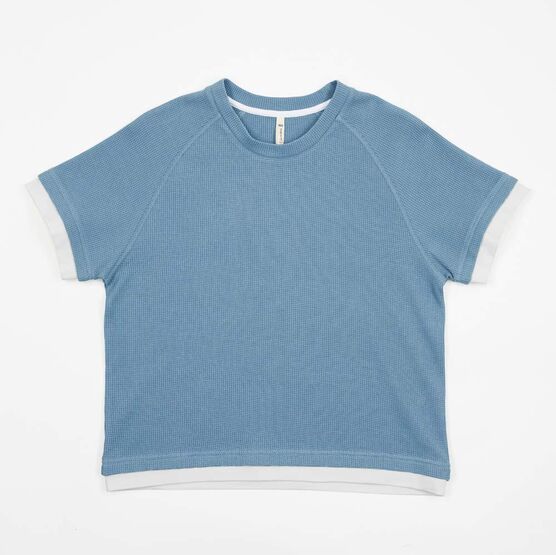 07764090-41 Вафельная футболка для мальчика синий для мальчики голубой