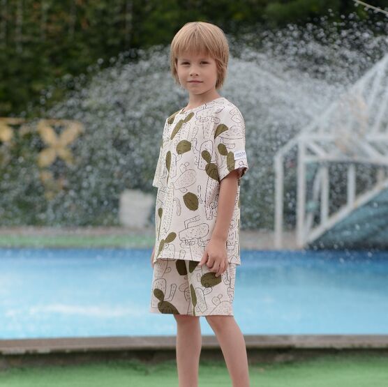 07764091-40 Футболка из футера для мальчика бежевый-зеленый для мальчики беж-зел фото №5