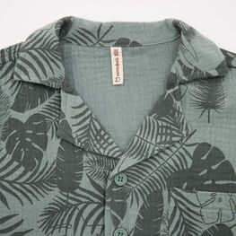 07764093-40 Костюм муслиновый рубашка + шорты Тропики для мальчики зеленый фото №4