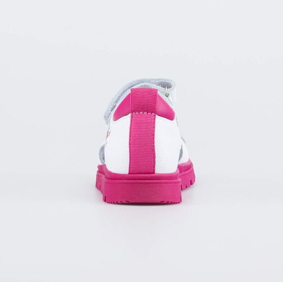 322190-21 Кожаные сандалии Пломбир для девочки белый + розовый фото №5