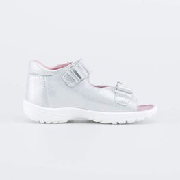 322191-21 Кожаные сандалии для девочки Бабочка для девочки серебристый фото №2