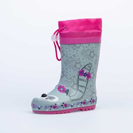 366214-11 Резиновые сапоги для девочки серый