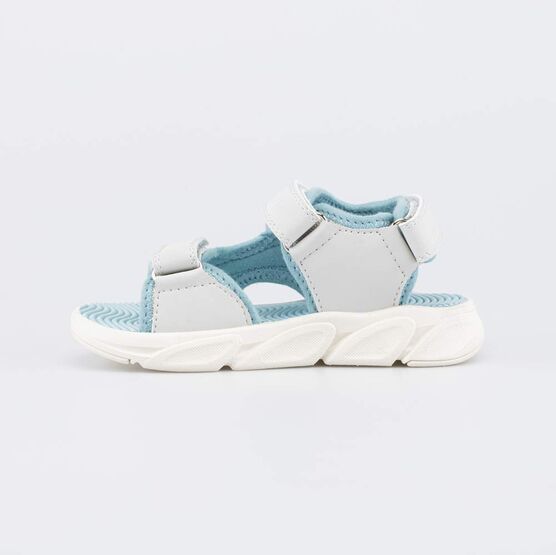 324097-13 Светящиеся пляжные сандалии со съемными нашивками для мальчики серый,голубой фото №2