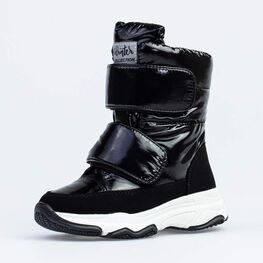 454061-47 Сапожки-дутики на спортивной подошве для девочки черный