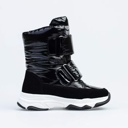 454061-47 Сапожки-дутики на спортивной подошве для девочки черный фото №2