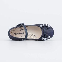 533063-23 Блестящие туфли для девочки Бусинки для девочки синий фото №4