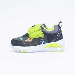 144132-71 Кроссовки с LED-подсветкой на липучке для мальчики сер-сал фото №2