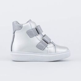 552302-31 Демисезонные ботинки для девочки на байковой подкладке для девочки серебрист.