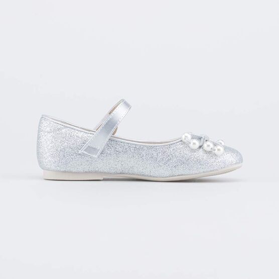 333026-21 Блестящие туфли для девочки Бусинки для девочки серебрист. фото №2