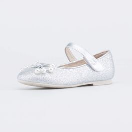 333026-21 Блестящие туфли для девочки Бусинки для девочки серебрист.