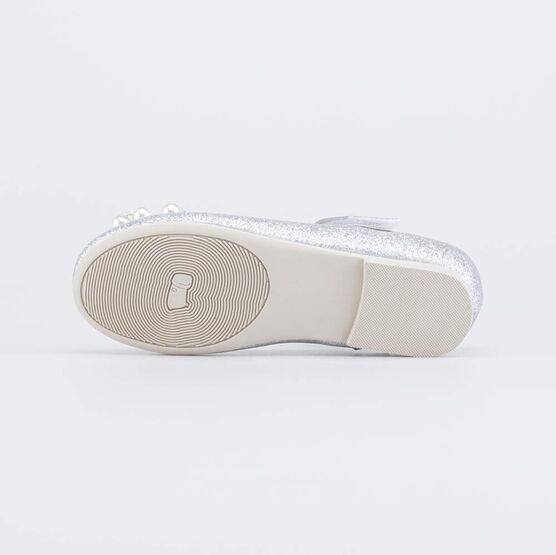 533063-21 Блестящие туфли для девочки Бусинки для девочки серебрист. фото №3