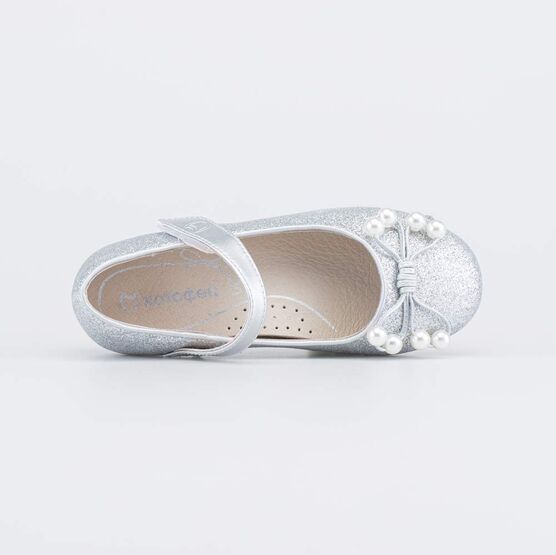 533063-21 Блестящие туфли для девочки Бусинки для девочки серебрист. фото №4