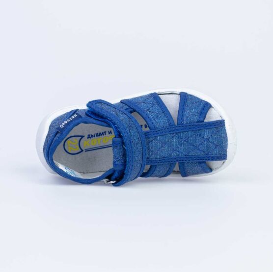 221090-11 Босоножки текстильные для девочки светло-синий фото №4