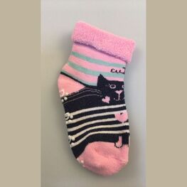07842353-40 Носки детские с тормозами махровые Кот для девочки разноцветный