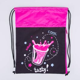 02808207-40 Мешок для обуви для девочки черный + розовый