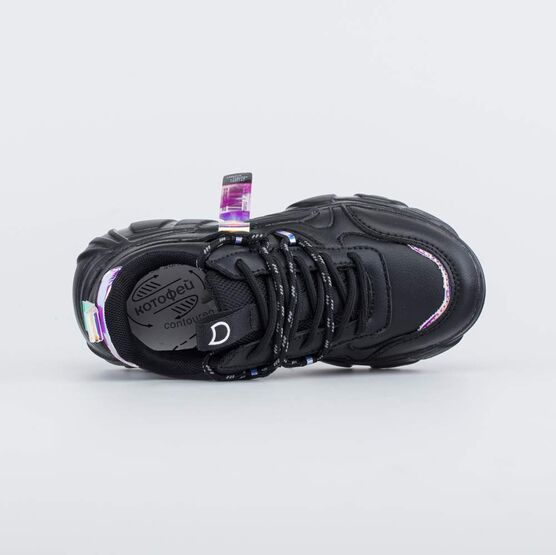 644357-73 Черные кроссовки с двойной шнуровкой для девочки черный фото №4