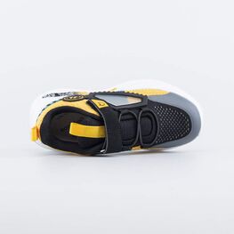 644389-14 Текстильные кроссовки на липучке для мальчики черный + желтый фото №4