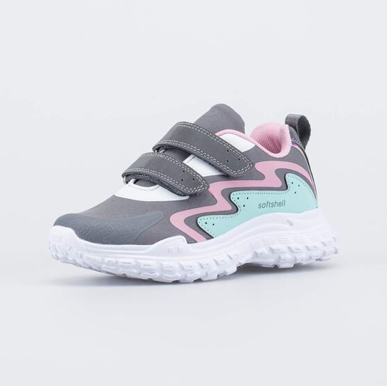 644408-72 Кроссовки на липучках Softshell для девочки серый