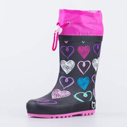 366227-11 Резиновые сапожки Сердце для девочки черный
