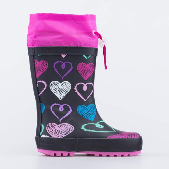 366227-11 Резиновые сапожки Сердце для девочки черный фото №2