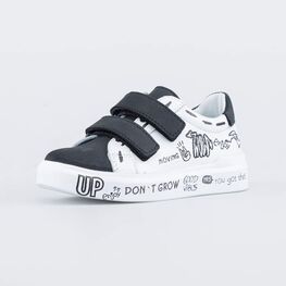 332153-21 Кожаные полуботинки на липучках для мальчики белый