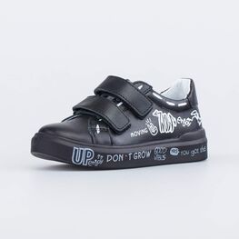 332153-22 Кожаные полуботинки на липучках для мальчики черный