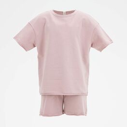 07764060-42 Костюм шорты + футболка пудровый для девочки пудровый
