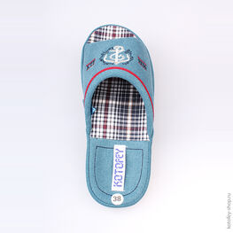 731011-11 Тапочки голубые для мальчики голубой фото №4