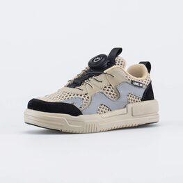 344542-12 Летние кроссовки сеточкой для мальчики бежевый + серый