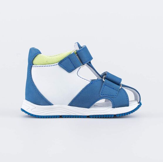 022136-24 Кожаные сандалии Кораблики для мальчики син-жел фото №2