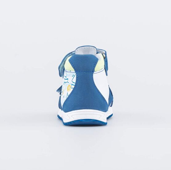 022136-24 Кожаные сандалии Кораблики для мальчики син-жел фото №5