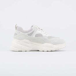 744166-71 Кроссовки на шнурках для девочки беж-сер фото №2