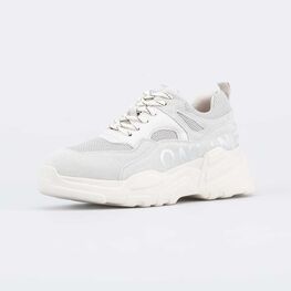 744166-71 Кроссовки на шнурках для девочки беж-сер