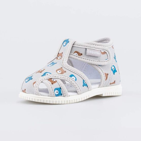 121070-71 Текстильная обувь для первых шагов Медвежата для мальчики серый