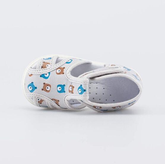 121070-71 Текстильная обувь для первых шагов Медвежата для мальчики серый фото №4