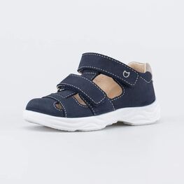 122247-21 Кожаные сандалии на липучках для мальчики темно-синий