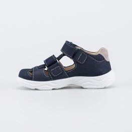 122247-21 Кожаные сандалии на липучках для мальчики темно-синий фото №2