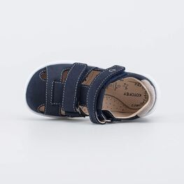 122247-21 Кожаные сандалии на липучках для мальчики темно-синий фото №4