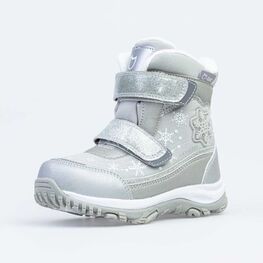 454809-47 Мембранные ботинки с LED-подсветкой для девочки сер-срб