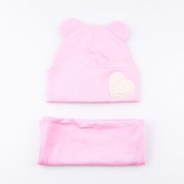 07811204-40 Комплект детский шапка+снуд двухслойный розовый для девочки разноцветный