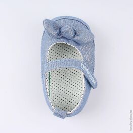 001081-12 Пинетки- туфельки с бантиком для девочки голубой фото №4