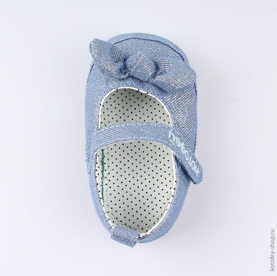 001081-12 Пинетки- туфельки с бантиком для девочки голубой фото №4