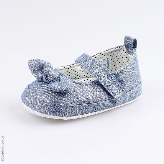 001081-12 Пинетки- туфельки с бантиком для девочки голубой
