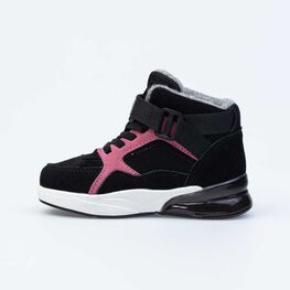 354058-31 Полуботинки с LED-подсветкой на подошве для девочки чер-роз фото №2