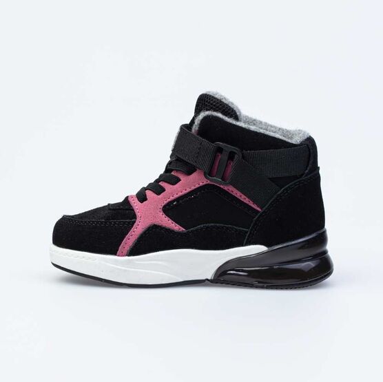 354058-31 Полуботинки с LED-подсветкой на подошве для девочки чер-роз фото №2