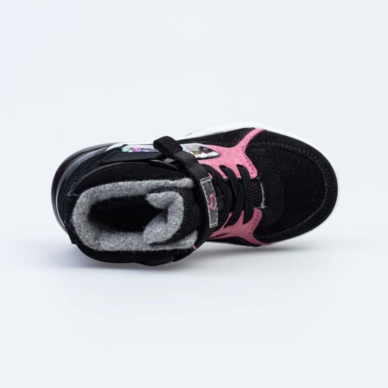 354058-31 Полуботинки с LED-подсветкой на подошве для девочки чер-роз фото №4