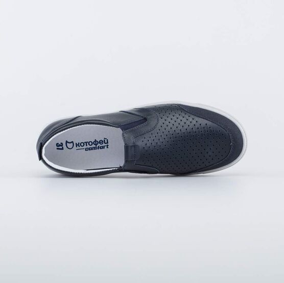 632341-21 Кожаные слипоны для мальчика для мальчики синий фото №4