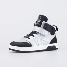 552350-14 Демисезонные ботинки-кеды для девочки для девочки серебристый + черный